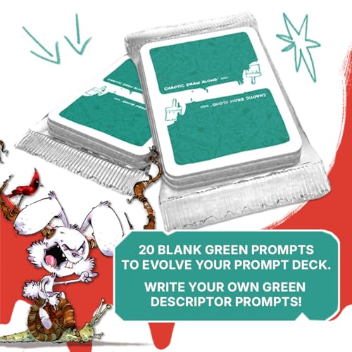 Chaotic Draw Along - Booster Pack Bundle (20 of each Chaotic Blank Color: Red, Orange, Green Cards) - Prompt Deck Expansion - Creative Art Blanks, Drawing Inspiration, Blank Cards for Your Own Prompts