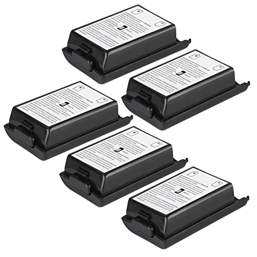 Brrnoo 5 PCS Battery Cover for Controller, Replacement Shell Case Kit with Anti Abrasion Material, Precise Appearance for Game Accessory (Black) - color: Black