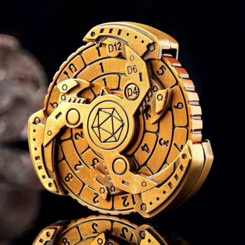 7-in-1 Spinner DND Dice Set, Rotate Metal Rotate Dungeons and Dragons DND Compass Dice, Cool RPG Role Playing Table Game Dice（Gold） - color: Mechanical -Gold