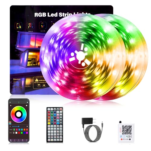NBBUFF Led Lights for Bedroom, 200FT (2 Rolls of 100FT) RGB Led Strip Lights Sync with Music, Smart App Controlled Strip Lights for Bedroom with Remote, Ideal Lights for Room Party and Home Decor - size: 200 ft