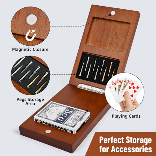 Cribbage Board Game Set,Travel Cribbage Game for Kids and Adults,Classic Strategy Games, Includes Playing Cards(Ages 8+)