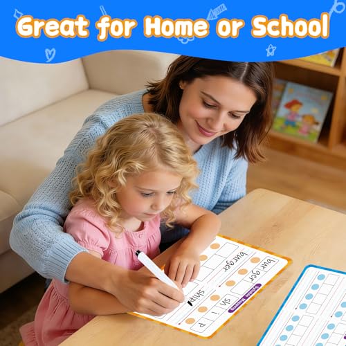 12 Pack Double Sided Syllable Dry Erase Board,12" x 9" Multiplication Flash Cards,Phonics Manipulatives Small White Board for Kids,Speech Therapy Material for Learning,Homeschool Essentials - style: Sound & Syllable Mapping