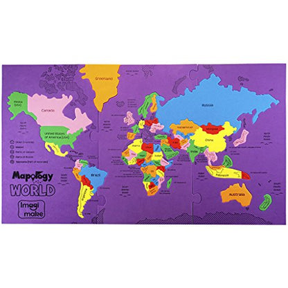 Imagimake Mapology World Map Puzzle | Educational Toys for Kids 5-7 | Puzzles for Kids Ages 4-8 | Map of The World | 6 Year Old Boy Gifts & Girl Gifts - style: World Map