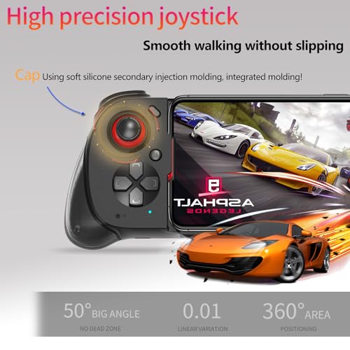 Koiiko Wireless Cloud Gaming Controller for iOS, Android, Windows PC, including iPhone15/14/13, Steam etc.. Hall trigger, Linear trigger and Analog trigger E-Sports Handle Gamepad, Bluetooth Black - color: black