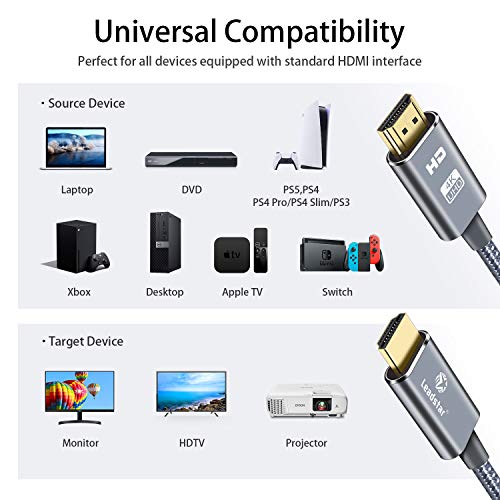 LEADSTAR HDMI Cable 4K 20 ft / 6m, High Speed HDMI 2.0 Cord Braided | 4K@60Hz, Ultra HD, 2160p, ARC, HDR, 3D, HDCP 2.2 | for Xbox, PS5, TV, Laptop, Monitor - size: 20 ft