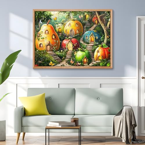 300 Piece Puzzles for Adults, Whimsical Fruit Houses Puzzles, Vibrant Garden Fantasy Art 300 Piece Jigsaw Puzzle, Ideal Home Decor Gift for Adults Kids Seniors, 20.5×15 in | Vibrant Garden Fantasy Art 300 Piece Jigsaw Puzzle, Ideal Home Decor Gift for Adu