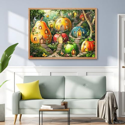 300 Piece Puzzles for Adults, Whimsical Fruit Houses Puzzles, Vibrant Garden Fantasy Art 300 Piece Jigsaw Puzzle, Ideal Home Decor Gift for Adults Kids Seniors, 20.5×15 in | Vibrant Garden Fantasy Art 300 Piece Jigsaw Puzzle, Ideal Home Decor Gift for Adu