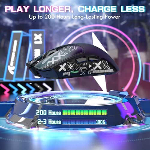 ATTACK SHARK X1 Ultralight Tri Mode Wireless 40000 DPI Gaming Mouse-Black | Magnetic RGB Charging Dock,Anti Slip Grip Tape,PixArt PAW3395 Pro Optical Sensor,BT/2.4Ghz/Wired,Driver for PC Win Mac Gamer - color: Black+Grip Tape