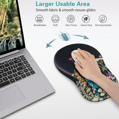 Canjoy Mouse Pad with Wrist Rest, Ergonomic Wrist Support with Massage | Ergonomic Massage Design & Relax and Relieve Fatigue & Non-Slip & PU Base, Comfortable Computer Mousepad for Office Home - color: Flowers & Weeds