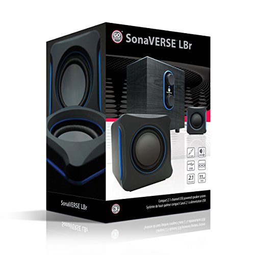 GOgroove SonaVERSE LBr 2.1 Computer Speakers with Subwoofer - USB Powered PC Speaker System with 3.5mm AUX Audio Input, Bass/Volume Control Knobs, 11W RMS - Compact Size for Desktop, Laptop, Desks