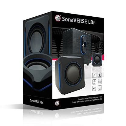 GOgroove SonaVERSE LBr 2.1 Computer Speakers with Subwoofer - USB Powered PC Speaker System with 3.5mm AUX Audio Input, Bass/Volume Control Knobs, 11W RMS - Compact Size for Desktop, Laptop, Desks