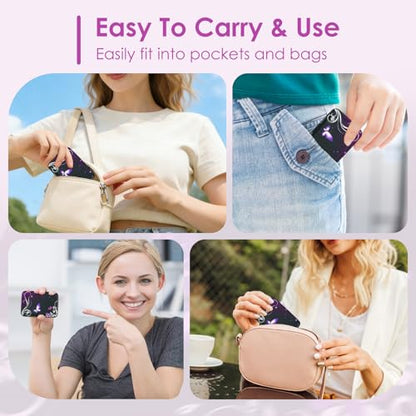 Credit Card Holder Mini, Purple Butterfly RFID Blocking Aluminum Wallet Slim Metal Hard Case Travel Wallet ID Case for Women Men - color: Purple Butterfly
