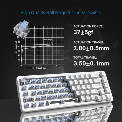 Womier M68HE PRO 60% Percent Keyboard Rapid Trigger Gaming Keyboard RGB | Hall Effect Topographic Keyboard,Wired Custom 8000 Hz Mechanical Keyboard with Magnetic Switch,PBT Keycap for Mac/Win,White - color: M68HE PRO-White