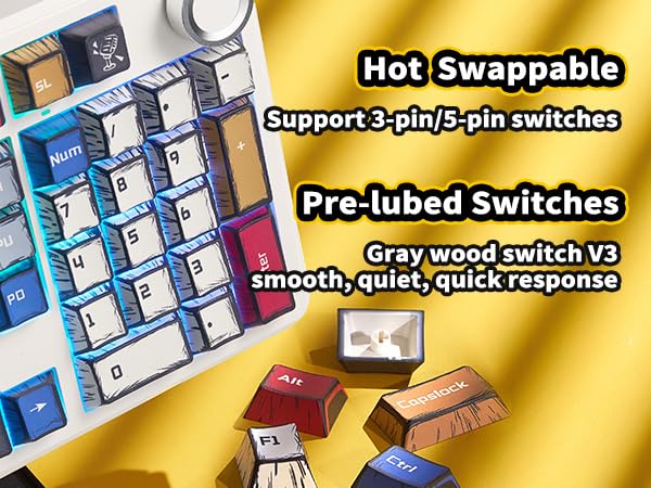 x Aula F99 Pro Mechanical Keyboard, Wireless Gaming Keyboards RGB Backlit Hot Swappable Custom Creamy Bluetooth Computer Keyboard, Tri-Mode BT5.0/2.4GHz/USB-C, Pre-lubed Switches PBT Keycaps | 99 Keys,8000mAh Rechargeable,Hot Swappable Custom,RGB Backlit,