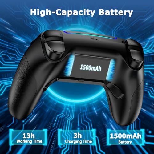 VidPPluing Wireless Controller Compatible with PS5/Android/IOS/MAC/Steam Deck, Gamepad with LED Lighting/Hall Effect Trigger/Turbo/Macro/Dual Vibration/3.5mm Headset Jack/1500 mAh Battery | Gamepad with LED Light/Hall Effect Joysticks/Turbo/Macro/Dual Vib