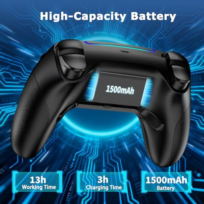 VidPPluing Wireless Controller Compatible with PS5/Android/IOS/MAC/Steam Deck, Gamepad with LED Lighting/Hall Effect Trigger/Turbo/Macro/Dual Vibration/3.5mm Headset Jack/1500 mAh Battery | Gamepad with LED Light/Hall Effect Joysticks/Turbo/Macro/Dual Vib