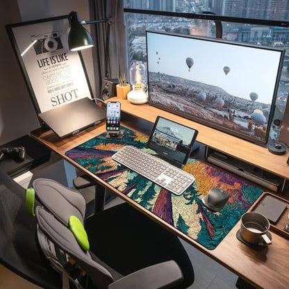 Extended Gaming Mouse Pad, Large Mouse Mat 3 mm Nature Rubber Base Mousepad with Stitched Edges, Non-Slip Desk Mat for Office Home Great Gift 31.5x11.8 Inch (Starry Forest 2) - color: Starry Forest 2