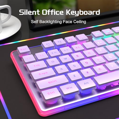 Camiysn Creamy Gaming Keyboard and Mouse, Purple 104 Keys RGB and 6 Speed RGB Mouse Combo, Pudding Keycaps Silent Computer Keyboard for Computer/PC/Laptop/Mac/Windows/Office - color: Purple