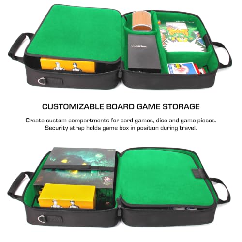 USA Gear Board Game Bag Fits Catan, Cards Against Humanity, Monopoly, Battleship, Sequence, Ticket to Ride & more - Board Game Storage Bag with Customizable Interior, Padded Shoulder Strap (Red) - color: Green