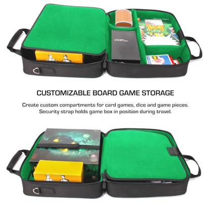 USA Gear Board Game Bag Fits Catan, Cards Against Humanity, Monopoly, Battleship, Sequence, Ticket to Ride & more - Board Game Storage Bag with Customizable Interior, Padded Shoulder Strap (Red) - color: Green