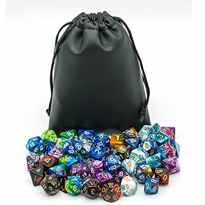 7 Sets DND Dice Polyhedral Dice Set (49pcs) with 1 Large Leather Bag, D&D Die Set for Dungeons and Dragons, RPG Table Games. (7Sets/49Pcs) - color: 7sets/49pcs