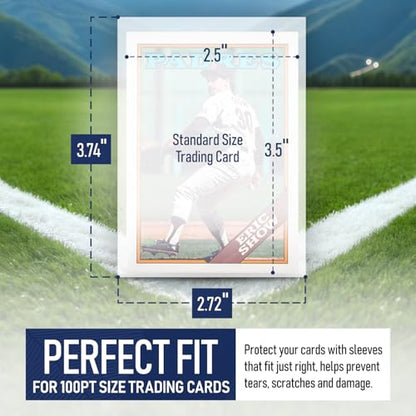 Premium Penny Sleeves for Trading Cards | Soft Trading Card Sleeves for Baseball Cards, Ultra Clear Plastic Pro Sports Card Sleeve, Football, MTG Collector Sleeve (Standard + Thick Options Available) - style: 100PT - 100 Count
