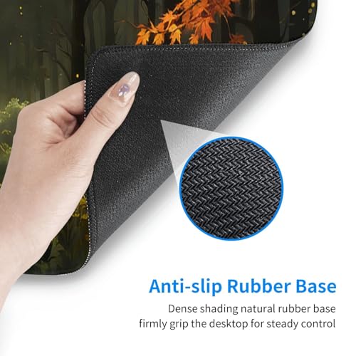 Large Gaming Mouse Pad Desk Mat, Dark Forest Extended Keyboard Mouse Pad Mousepad with Non-Slip Base and Stitched Edge Mouse Mat Desk Pad Mouse Pads for Desk Home Office, 31.5 x 11.8 - color: Dark Forest