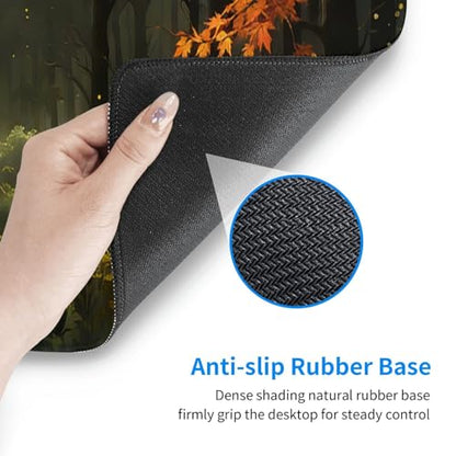 Large Gaming Mouse Pad Desk Mat, Dark Forest Extended Keyboard Mouse Pad Mousepad with Non-Slip Base and Stitched Edge Mouse Mat Desk Pad Mouse Pads for Desk Home Office, 31.5 x 11.8 - color: Dark Forest