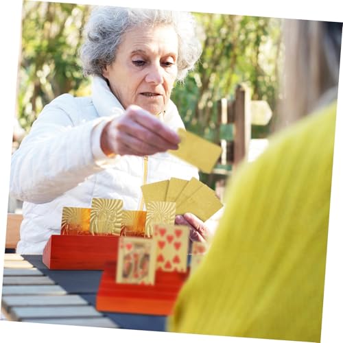 2pcs Wooden Playing Card Holders Base Card Stand for Games Versatile Display for Business and Photos Elegant Design for Ages