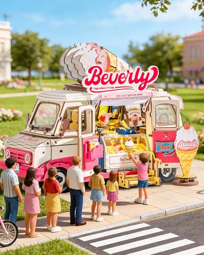 3D Wooden Puzzles for Adults - Ice Cream Truck Model Kit DIY Building Set, 290pcs Wood Craft Home Desk Decor, No Glue Needed Creative Gift for Family and Friends
