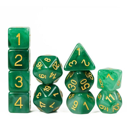 11PCS Resin DND Dice Set Green Jade D&D Dice for RPG Tabletop Games | Leather Storage Bag, Imitation Jade, DM Gift, for Dungeons and Dragons Role Playing Games - color: 11pcs Green Jade