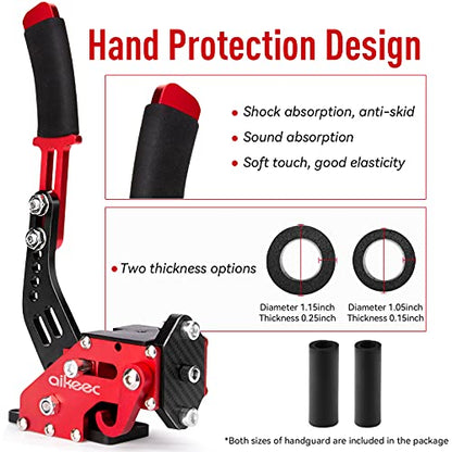 aikeec 64 Bit USB Handbrake with Clamp for PC Windows Sim Racing Games G25 G27 G29 T500 FANATECOSW Dirt Rally with Handle Grip - color: red, size: with clamp