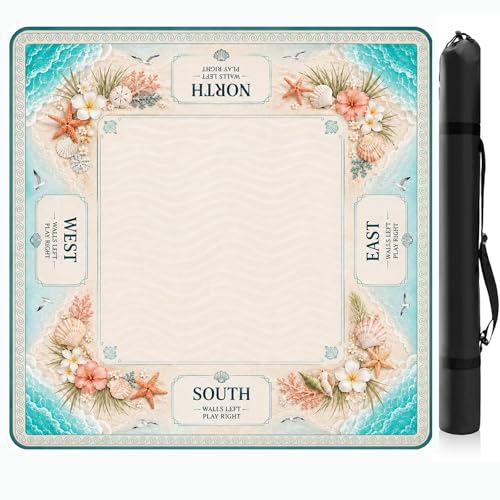 Beach Sea Shell Mahjong Mat,Non Slip American Mah Jongg Table Mat | 32in soft neoprene mah jongg mat reduces tile noise protects tabletops & packs easily for game nights or a thoughtful gift - color: 018