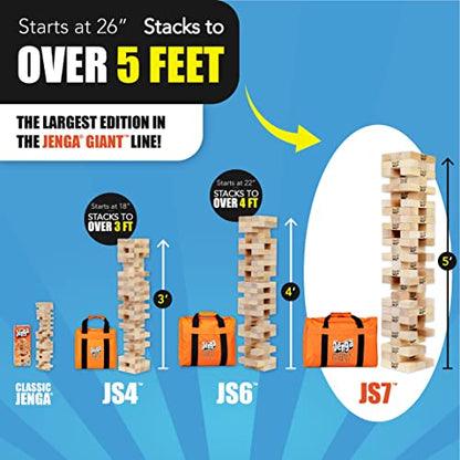 Jenga GIANT - Hardwood Blocks - Stacks to Over 5 feet - Officially Licensed - JS7 - style: JS7