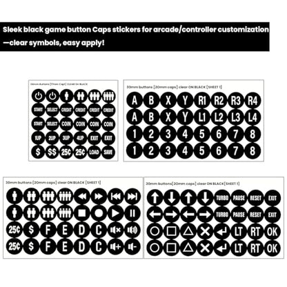 Arcade Button Stickers 24mm 30mm Die Cut Labels for Arcade Cabinet | Black Arcade Button Stickers Compatible only with 24mm & 30mm arcade buttons, not for PlayStation/Xbox handheld controllers - color: Game Button Labels Stickers Black* 4 Pcs