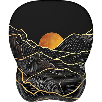 MROCO Ergonomic Mouse Pad with Gel Wrist Rest, 9.4 x 8.1 in, Golden Rise | Ergonomic Shape Design, Multiple Pattern Options, Gel Wrist Comfort, Smooth Lycra Surface, Non-Slip PU Base - color: Golden Rise