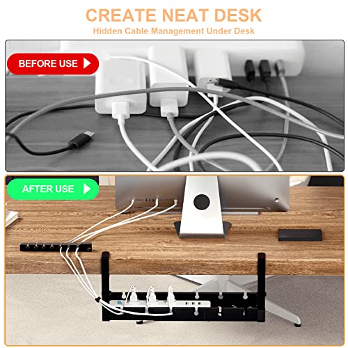 Shikha Cable Management Under Desk, Adjustable Cable Organizer with Adhesive Cable Holder Clips, Reused Cable Ties. Stable & Durable.(Black) - color: Black, size: 12-21.6"-1 Pack
