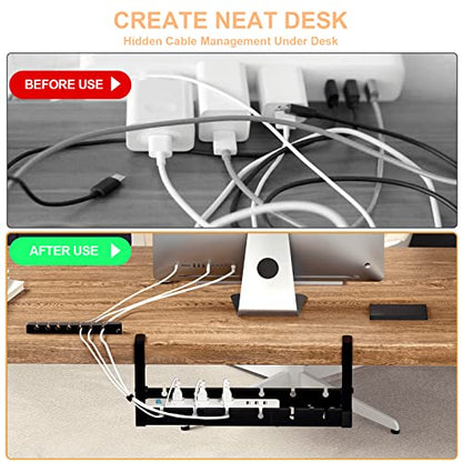 Shikha Cable Management Under Desk, Adjustable Cable Organizer with Adhesive Cable Holder Clips, Reused Cable Ties. Stable & Durable.(Black) - color: Black, size: 12-21.6"-1 Pack