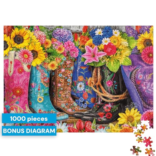 Buffalo Games Lars Stewart Cowgirl Colors 1000 Piece Jigsaw Puzzle - 26.75 x 19.75 in - Vibrant Western Art - Reference Poster - Jigsaw Puzzles for Adults