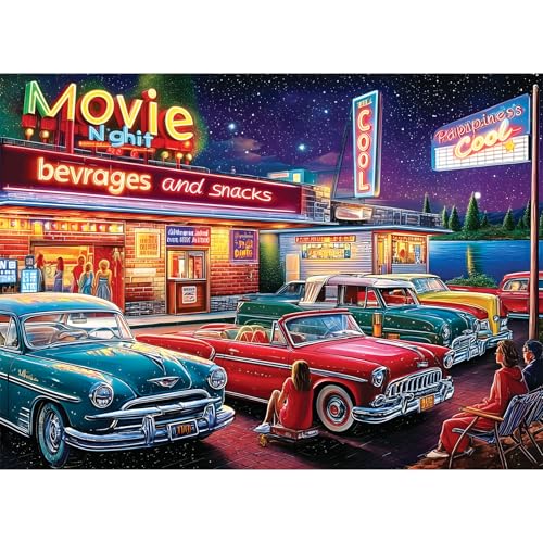 500 Piece Puzzles for Adults,Movie Night Puzzle for Adults Seniors,Jigsaw Puzzle with Large Piece with Letters on Back,nterlock Perfectly Frameable,Challenging Family Game Gifts for Friends,20.5*15 In - color: White