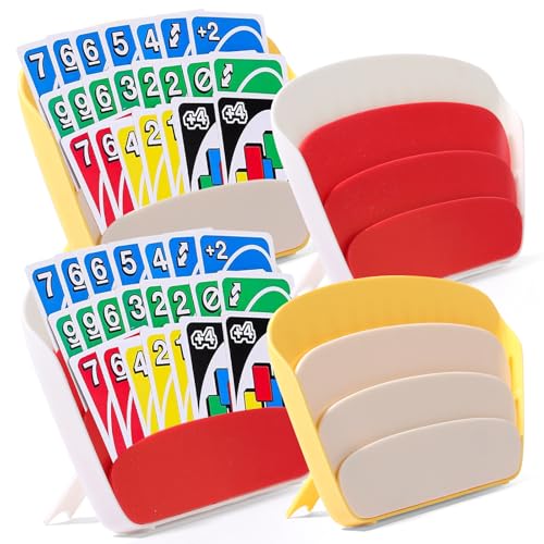 Card Holders for Playing Cards — 4-Pack Playing Card Holder, with Foldable Stand, Suitable for Little Hands, Seniors, Adults, Compatible with UNO, Poker, Essential for Game Night.