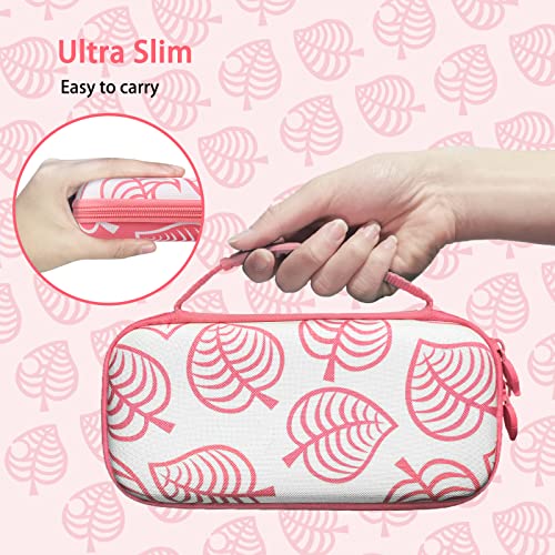 TIKOdirect Carrying Case for Nintendo Switch lite, Shockproof Portable Travel Bag with Glitter Galaxy cover, Screen Protectors and Cute Leaf Thumb Grips Caps, Animal Crossing Pink - color: Animal Crossing Pink