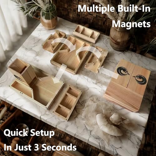 Wooden Dice Tower, DND Dice Roller with Tray | Portable Magnetic Die Roller Castle for Dungeons and Dragons, Board Game, D&D Tabletop Game and RPG Games