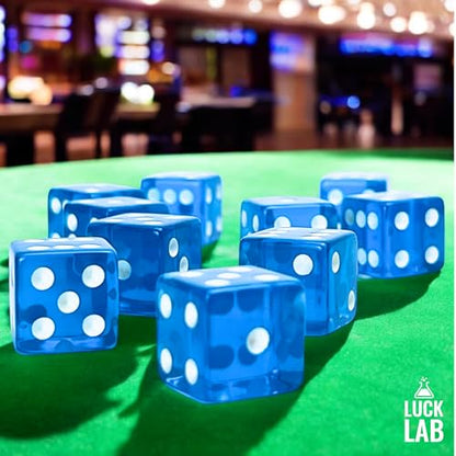 Luck Lab 10 Piece 19 mm Dice Pack - Acrylic and Translucent D6 Dice, Square w/Rounded Edge for Casino, Craps, RPG MTG DND Dice Table Games and Board Games (Light Blue) - color: Light Blue