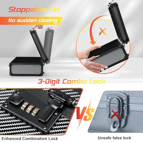 Faquenc Graded Card Case Storage Box, Trading Card Cases for Sports Cards with Combo Lock, Card Slab Case for Baseball Cards Storage, 4-Row Graded Cards Display Box X-Large