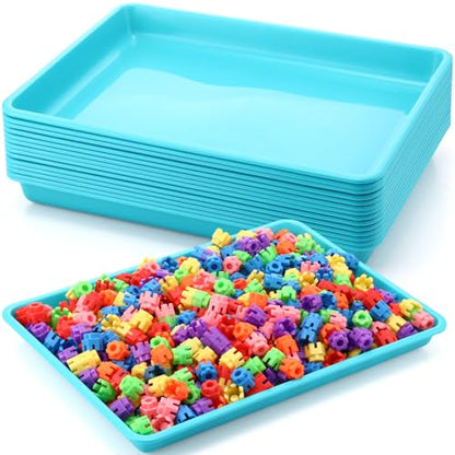 Maitys 15 Pack Plastic Art Trays 12 x 16 Inch Activity Crafts Trays Sensory Tray DIY Projects, Painting, Beads, Jewelry Office Home Organizer Arts and Crafts Supplies(Mint Green) - color: Mint Green