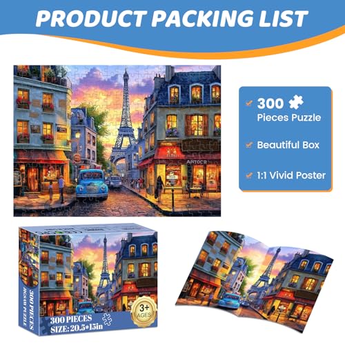 Puzzles 300 Pieces for Adults | Eiffel Tower Jigsaw Puzzles | Recycled Cardboar Jigsaw Puzzles 300 Pieces | Challenging Family Activity Great Gift Idea for Family Friends | 20.5 X 15 inches - style: ShopTower