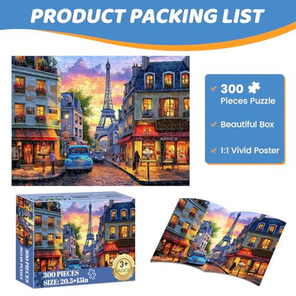 Puzzles 300 Pieces for Adults | Eiffel Tower Jigsaw Puzzles | Recycled Cardboar Jigsaw Puzzles 300 Pieces | Challenging Family Activity Great Gift Idea for Family Friends | 20.5 X 15 inches - style: ShopTower