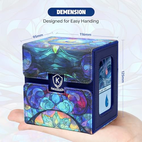 Katomula Card Deck Box for MTG Commander, Trading Cards Case Holds 100 Double-Sleeved Cards with Commander Display and Dice Tray-Island - style: Island