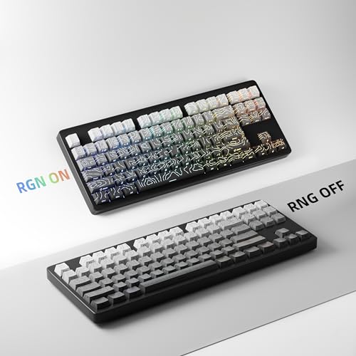 FunHub Shine Through PBT Keycaps - Black Double Shot Side Printed Backlit Keycaps Set 133 Keys 60% 65% 75% 100% Cherry Profile,Gradient Topographic Custom Key Caps for MX Switch Gaming Keyboards - color: Black